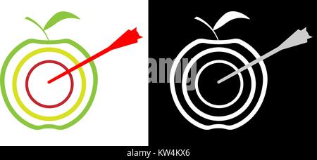 abstract apple-target and arrow goal achievement logo Stock Vector