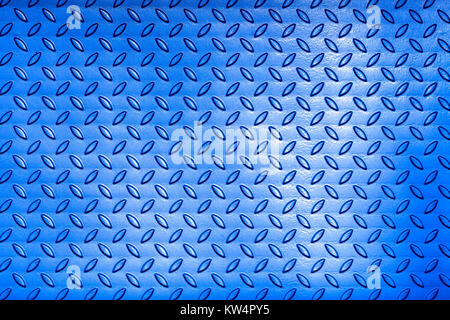Metal blue floor plate with diamond pattern. Stock Photo