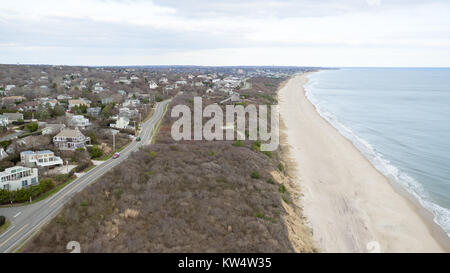 Aerial view of the atlantic ocean and old montauk highway in montauk ny Stock Photo