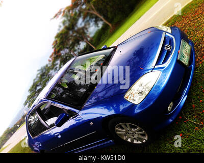 Blue Honda Civic sedan (XMF 209 license plate) Stock Photo