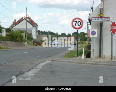 Blendecques (Pas de Calais, Fr) city limit sign Stock Photo