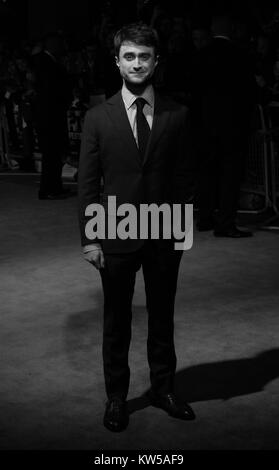 London, UK, 17th October 2013. ( Image digitally altered to monochrome )  Daniel Radcliffe attends the Kill Your Darlings screening during the 57th BFI Film Festival at Odeon West End in London Stock Photo