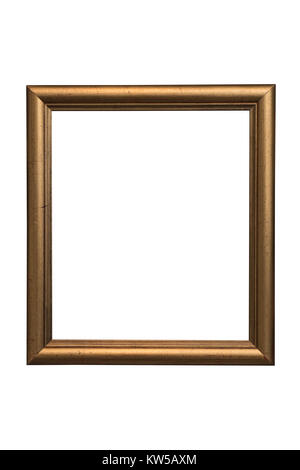 Bronze old wooden frame for photographs and paintings isolated on white background. Path saved. Stock Photo