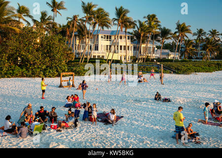 Christmas day sunset on the beach in Naples, Florida, USA Stock Photo