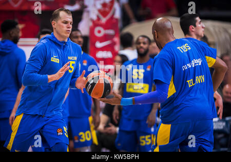 Forward Michael Roll of Maccabi Fox Tel Aviv warms up before the match Stock Photo