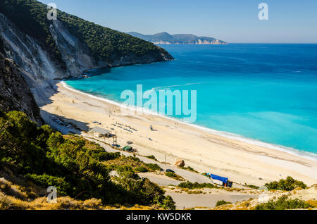 View from the mountain that surrounds it from Myrtos beach on the island of Kefalonia Stock Photo