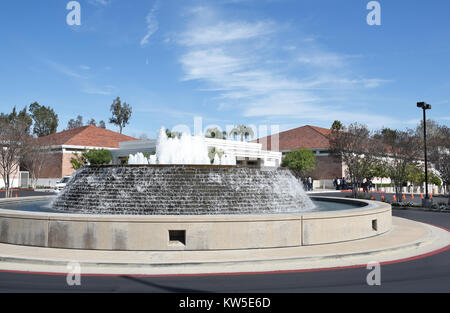 YORBA LINDA, CALIFORNIA - FEBRUARY 24, 2017: Fountain at the Richard Nixon Library and Birthplace. The presidential library and museum and final resti Stock Photo