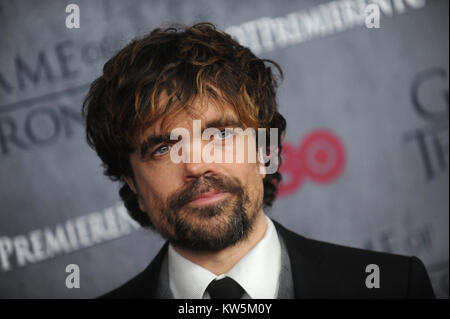 NEW YORK, NY - MARCH 18: Peter Dinklage attends the 'Game Of Thrones' Season 4 New York premiere at Avery Fisher Hall, Lincoln Center on March 18, 2014 in New York City   People:  Peter Dinklage Stock Photo