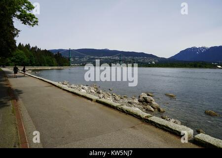 View towards Lions Gate Bridge from Stanley Park, Vancouver, Canada. Stock Photo