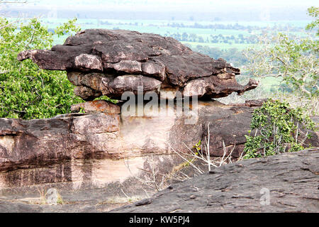 Natural wonder of lookalike land tortoise perching on rock at Bhimbetka, near Bhopal, Madhya Pradesh, India, Asia Stock Photo