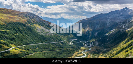 Furka Pass Switzerland, Swiss Alps, Scenic Drive Stock Photo