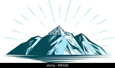 Mountain landscape, rock. Nature vector illustration Stock Vector
