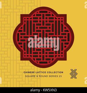 Chinese window tracery square round frame of rectangle flower Stock Vector