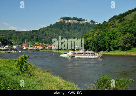 Elbsandsteingebirge, king's stone,  Koenigstein Stock Photo