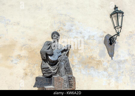 Statue of singer and songwriter Karel Hasler, the Old Castle Steps, Prague, Czech Republic musician Stock Photo