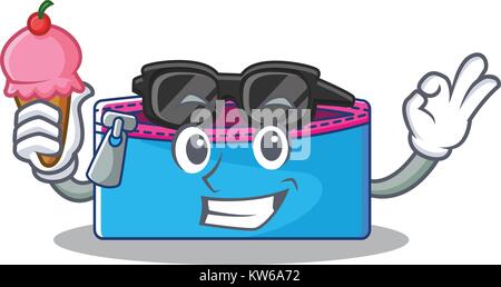 With ice cream pencil case character cartoon Stock Vector