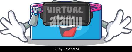 With virtual reality pencil case character cartoon Stock Vector