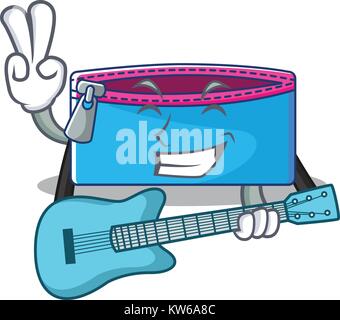 With guitar pencil case character cartoon Stock Vector