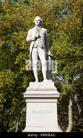 A view of the Alexander Hamilton Monument in Central Park, New York City. Stock Photo