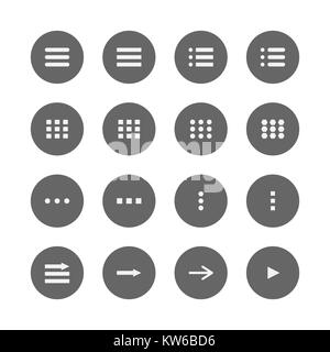 Set of ui menu and hamburger buttons. Flat icons Stock Vector