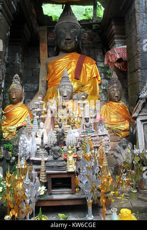 Buddhas inside temple in Wat Phu, Champasak, Laos