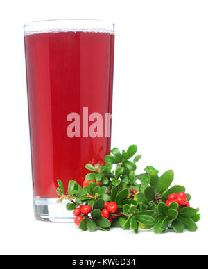 Juice and red cowberry isolated on white Stock Photo