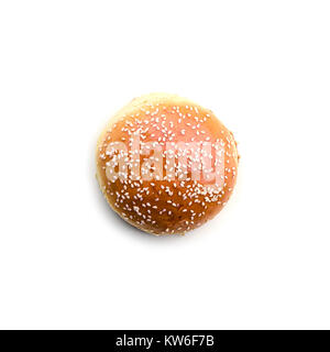 Homemade burger bun isolated on white Stock Photo