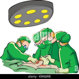 Doctor and Nurse fight during Surgery in Operation Theater Stock Vector