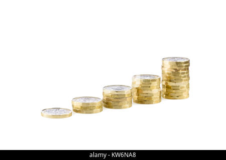Piles of uk sterling pound coins Stock Photo