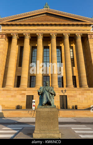 Statue of Chief Justice John Marshall in front of the north facade of the Philadelphia Museum of Art, Philadelphia, Pennsylvania, United States. Stock Photo