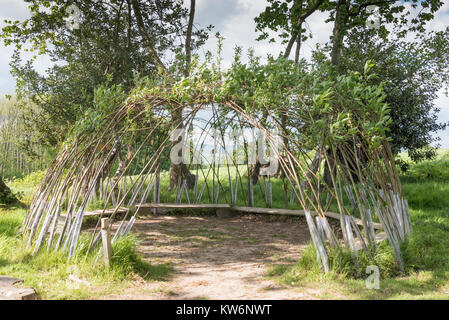 Small hide made from young Willow trees Stock Photo