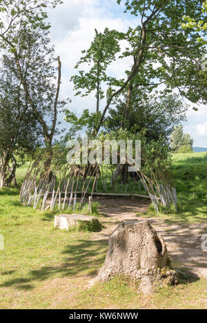 Round Willow Hide made from young willow trees. Stock Photo