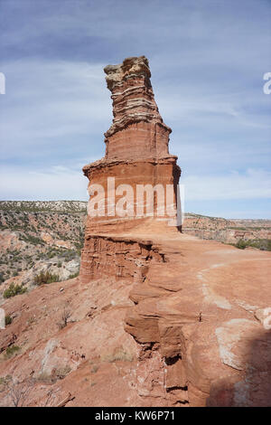 Lighthouse hoodoo at the Palo Duro Canyon State Park of Texas. Stock Photo