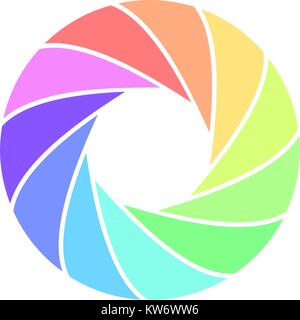 Vector graphic illustration of a colored camera aperture Stock Vector