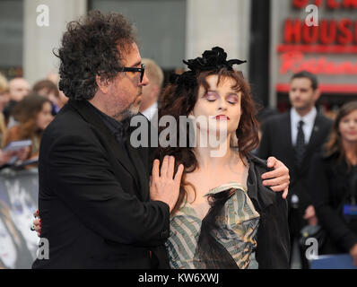 LONDON, ENGLAND - MAY 09:  Tim Burton, Helena Bonham Carter attends the'Dark Shadows' European film premiere at the Empire Leicester Square on May 9, 2012 in London, England.   People:  Tim Burton, Helena Bonham Carter Stock Photo