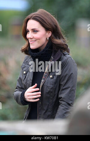 The Duchess of Cambridge visits Robin Hood Primary School to celebrate their work with the Royal Horticultural Society (RHS) Campaign for School Gardening.  Featuring: Kate Middleton Where: Kingston Upon Thames, United Kingdom When: 29 Nov 2017 Credit: WENN.com Stock Photo