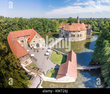 Aerial view of the medieval castle Vischering in Luedinghausen, Germany, Europe Stock Photo