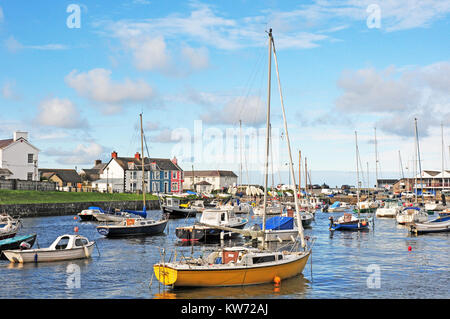 Boats in the harbour at Aberaeron, Ceredigion, Wales Stock Photo