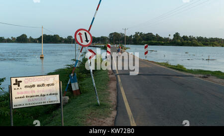 Vadduvakal bridge over Nay Aru in Mullaitivu. The site of many Tamil civilians taken in to Government custody at the end of the Sri Lankan civil war. Stock Photo