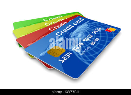 Set of Credit Cards on White Background 3D Illustration Stock Photo