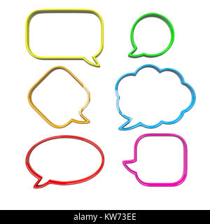 Colorful, Empty and Blank 3D Comic Speech Bubbles Set Isolated on White Background Stock Photo