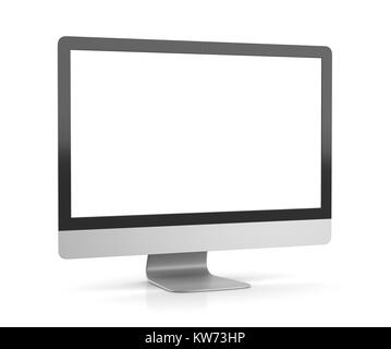 Allinone Computer White Blank Monitor on White Background 3D Illustration Stock Photo