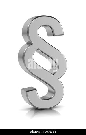 3D Paragraph Metal Symbol Standing on White Background Stock Photo