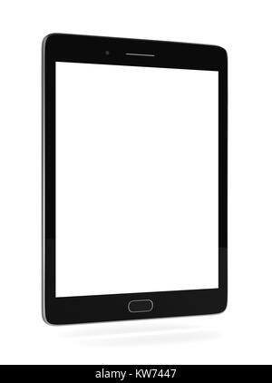 Standing Tablet Pc Turned Off with White Blank Display Isolated on White Background 3D Illustration Stock Photo