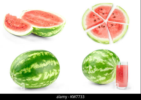 Collage of Water melon isolated on a white background Stock Photo