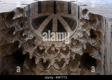 Stalactite Formations (muqarnas) at the domed east entrance portal to the palace of Sitt ( lady) Tunshuq built in 1398 located in At Takiiyyah ascent in the Muslim Quarter old city East Jerusalem Israel Stock Photo