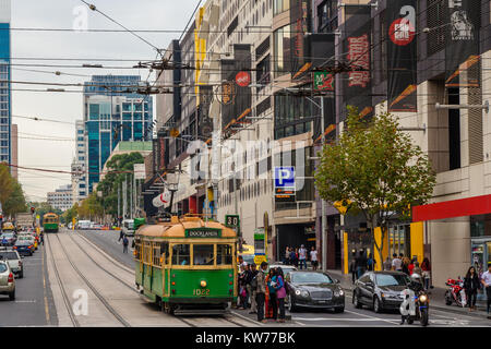 Tram station at Elizabeth Street in Melbourne, Victoria, Australia. Taken in April 2012. Stock Photo