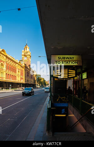 Subway, opposite of Flinders Street railway station. Stock Photo