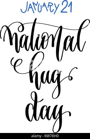 january 21 - national hug day - hand lettering inscription Stock Vector