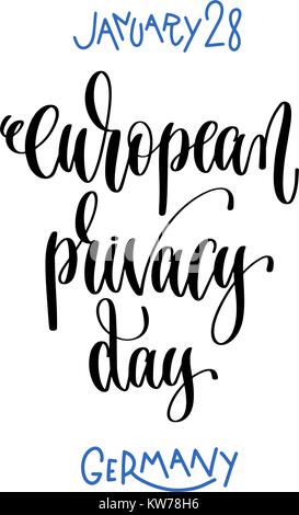 january 28 - european privacy day - germany, hand lettering Stock Vector